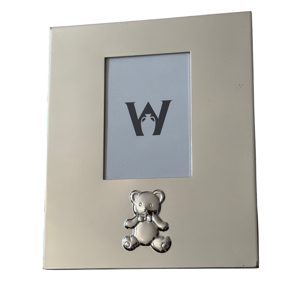 Wedgwood Silver Plated Teddy Bear Picture Frame Nursery Keepsake with Box-m